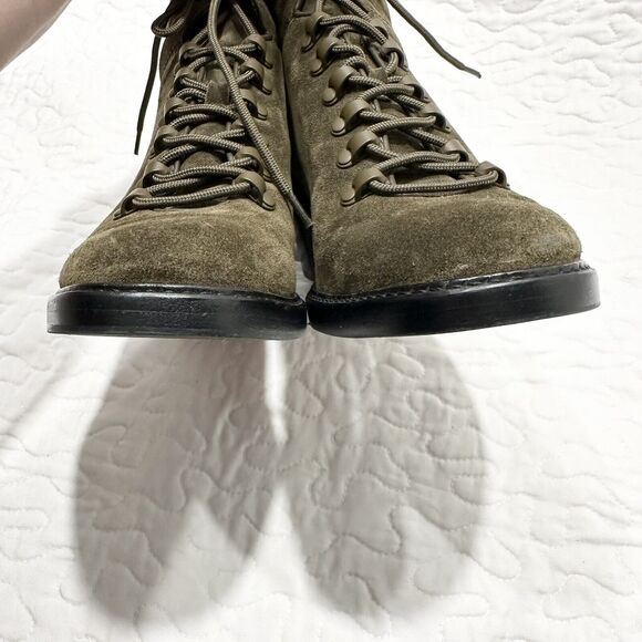 VINCE Falco Green Suede Padded Hiking Combat Military Boots Leather Heel Sz 9.5 - Picture 7 of 8